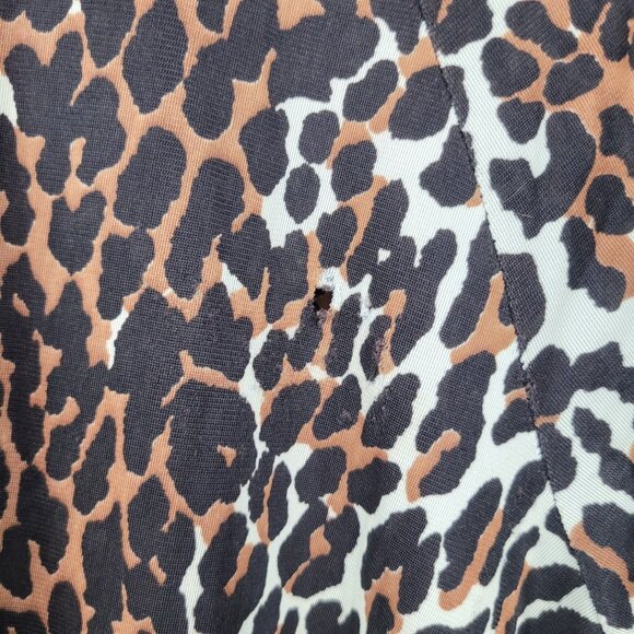 Vintage Housecoat Robe Small Medium pockets Long 1/2 Zip Up Cheetah Leopard FLAW - Picture 7 of 9